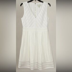 J. Crew Women’s Dress 8 White A Line Striped Sleeveless V Neck Lined